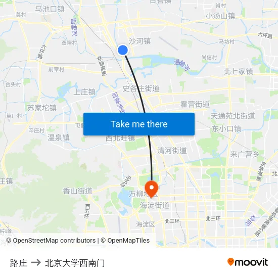 路庄 to 北京大学西南门 map