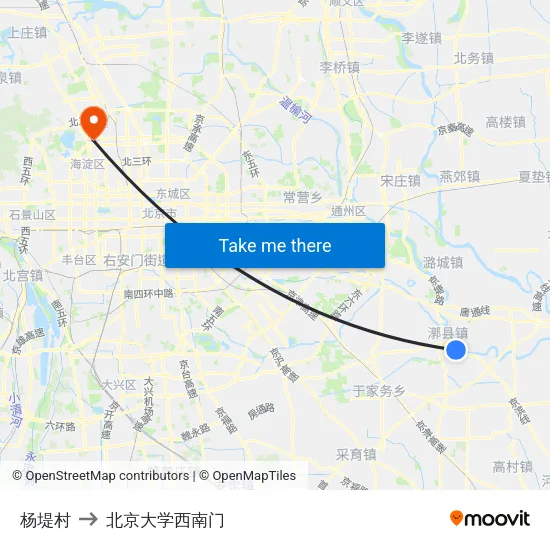 杨堤村 to 北京大学西南门 map