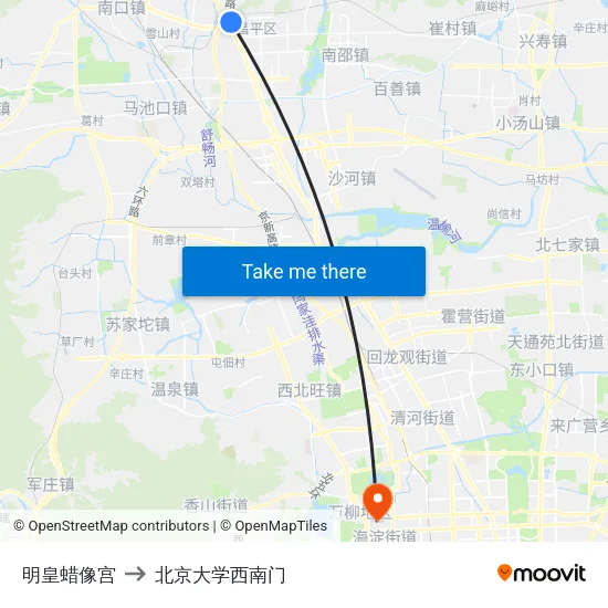 明皇蜡像宫 to 北京大学西南门 map