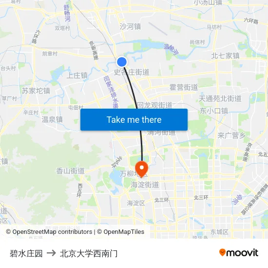 碧水庄园 to 北京大学西南门 map