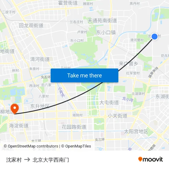 沈家村 to 北京大学西南门 map