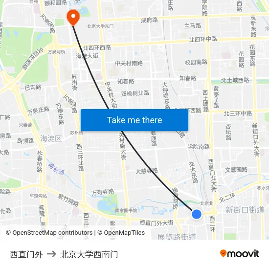 西直门外 to 北京大学西南门 map