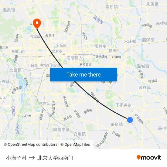 小海子村 to 北京大学西南门 map