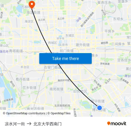凉水河一街 to 北京大学西南门 map