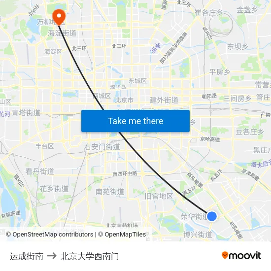 运成街南 to 北京大学西南门 map