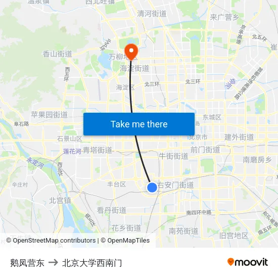 鹅凤营东 to 北京大学西南门 map
