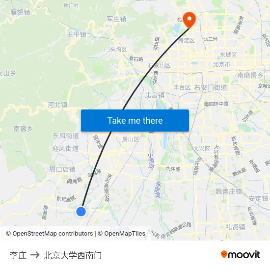 李庄 to 北京大学西南门 map