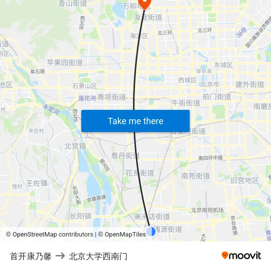 首开康乃馨 to 北京大学西南门 map