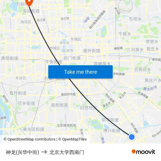 神龙(兴华中街) to 北京大学西南门 map