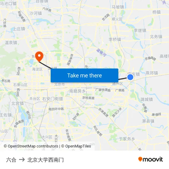 六合 to 北京大学西南门 map