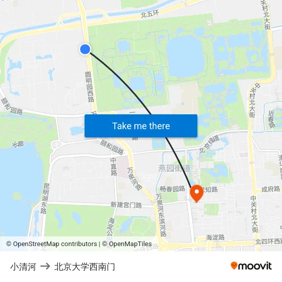 小清河 to 北京大学西南门 map