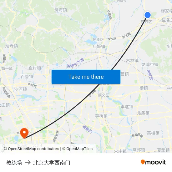 教练场 to 北京大学西南门 map