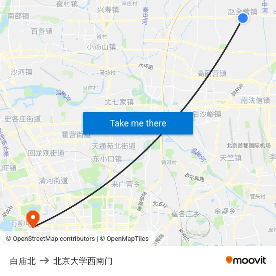 白庙北 to 北京大学西南门 map