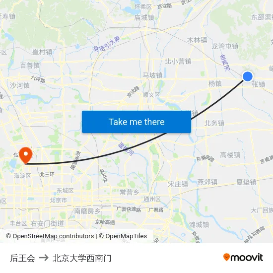 后王会 to 北京大学西南门 map
