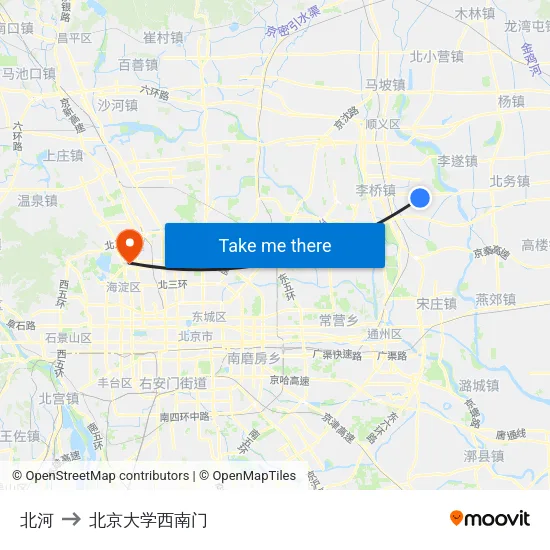 北河 to 北京大学西南门 map