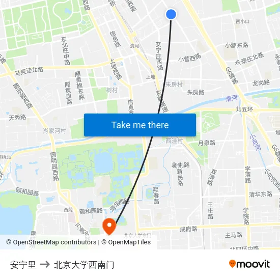 安宁里 to 北京大学西南门 map