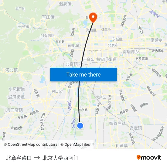 北章客路口 to 北京大学西南门 map