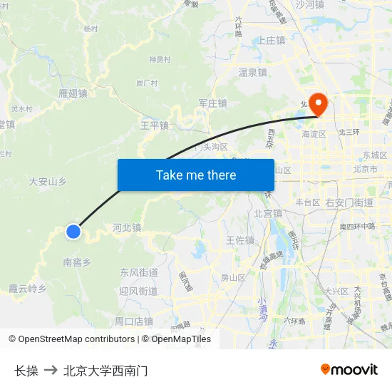 长操 to 北京大学西南门 map