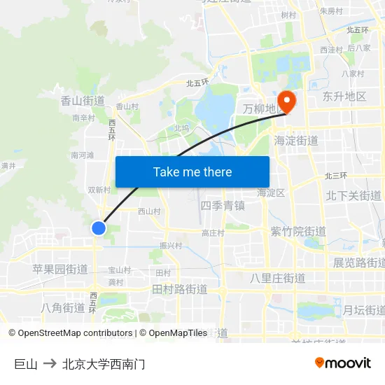 巨山 to 北京大学西南门 map
