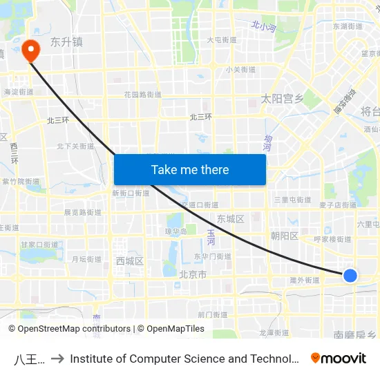 Bawangfen West to Institute of Computer Science and Technology of Peking University map