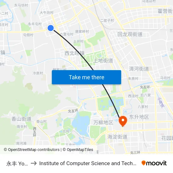 永丰 Yongfeng to Institute of Computer Science and Technology of Peking University map