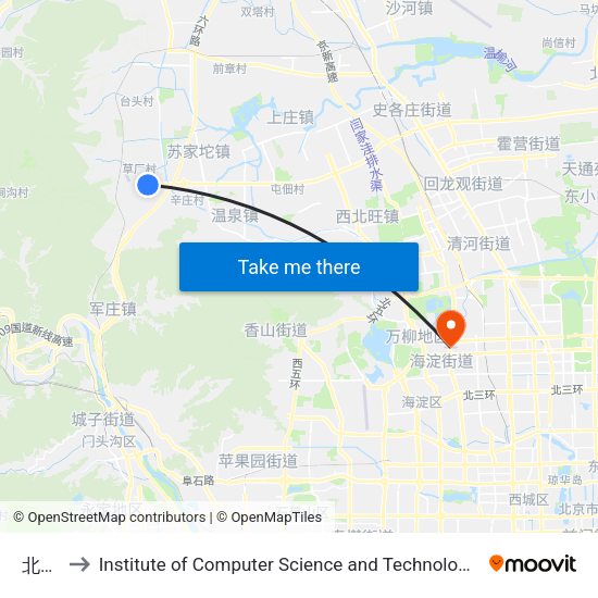 北安河 to Institute of Computer Science and Technology of Peking University map