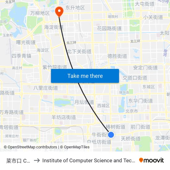 菜市口 Caishi Kou to Institute of Computer Science and Technology of Peking University map