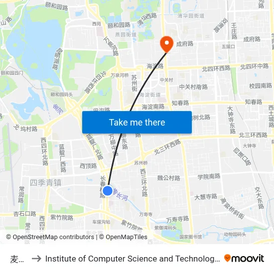 Maizhong Bridge to Institute of Computer Science and Technology of Peking University map