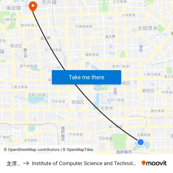 Longtan Park to Institute of Computer Science and Technology of Peking University map