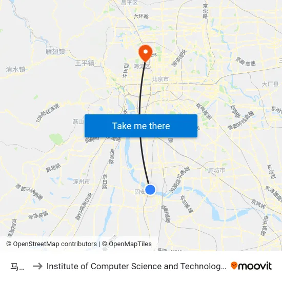 Majia Village to Institute of Computer Science and Technology of Peking University map