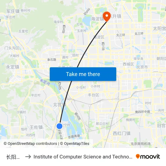 Changyang Health Center to Institute of Computer Science and Technology of Peking University map
