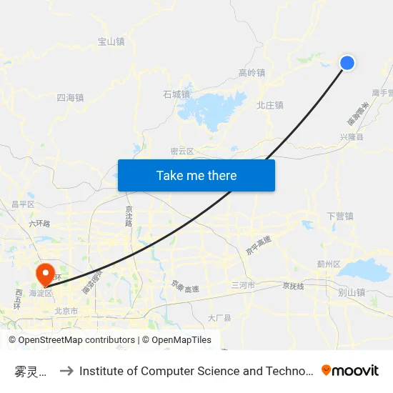 Wuling Mountain North Gate to Institute of Computer Science and Technology of Peking University map