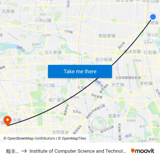 Shunfeng Street to Institute of Computer Science and Technology of Peking University map