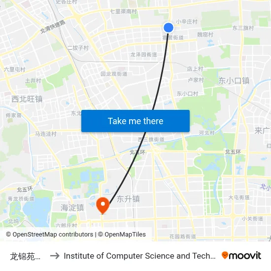 Longjin Garden Bus Terminal to Institute of Computer Science and Technology of Peking University map