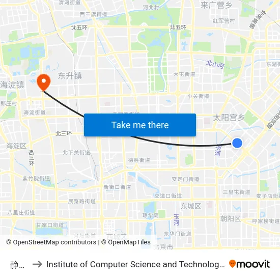 Jing'anzhuang to Institute of Computer Science and Technology of Peking University map
