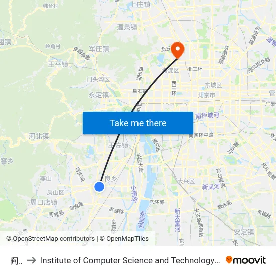 Yan Village to Institute of Computer Science and Technology of Peking University map