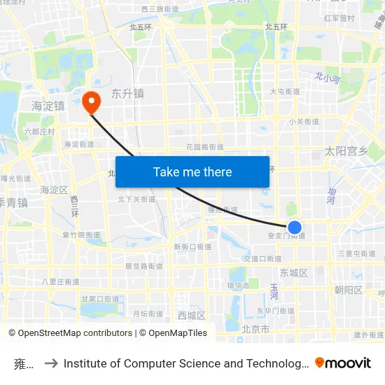 Yonghegong to Institute of Computer Science and Technology of Peking University map