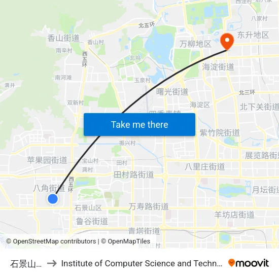 石景山科技馆 to Institute of Computer Science and Technology of Peking University map