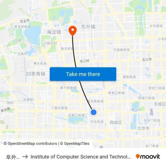 Fuwai West Entrance to Institute of Computer Science and Technology of Peking University map