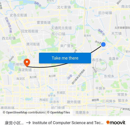 康营小区西街北口 to Institute of Computer Science and Technology of Peking University map