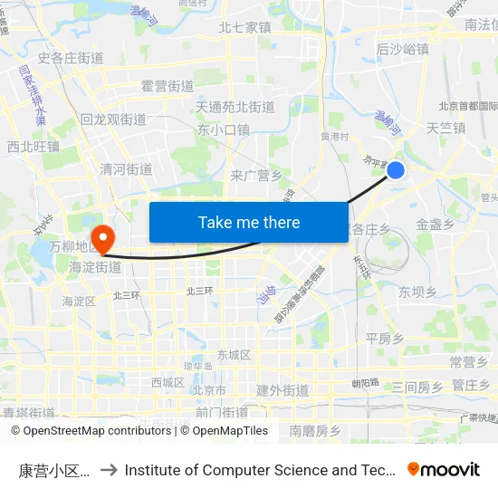 康营小区西街北口 to Institute of Computer Science and Technology of Peking University map