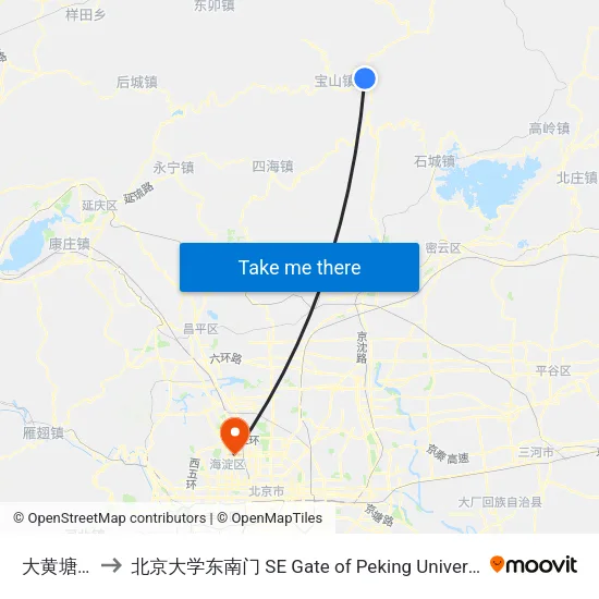 大黄塘南 to 北京大学东南门 SE Gate of Peking University map