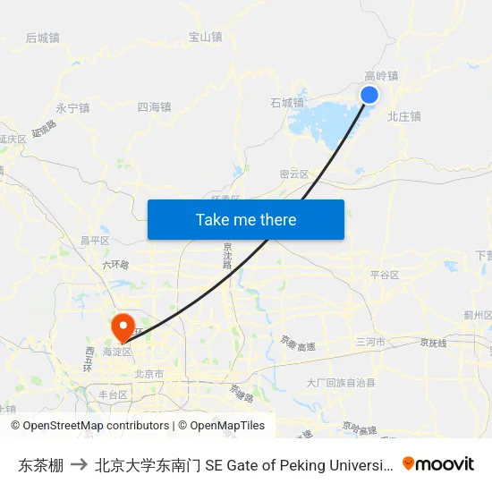 东茶棚 to 北京大学东南门 SE Gate of Peking University map