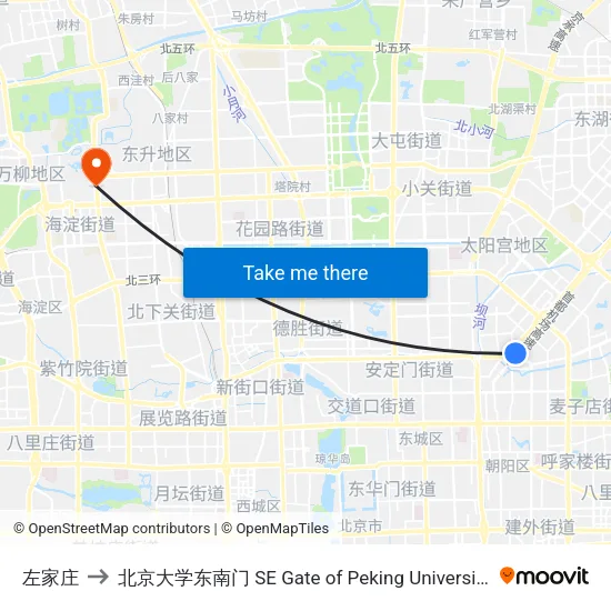 左家庄 to 北京大学东南门 SE Gate of Peking University map