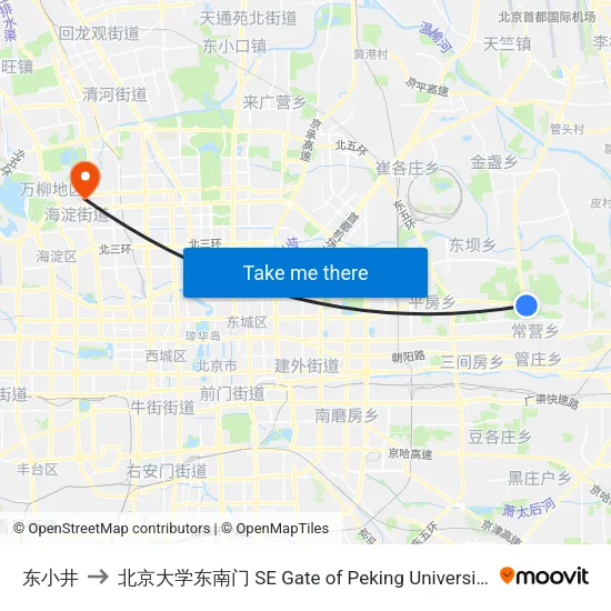东小井 to 北京大学东南门 SE Gate of Peking University map