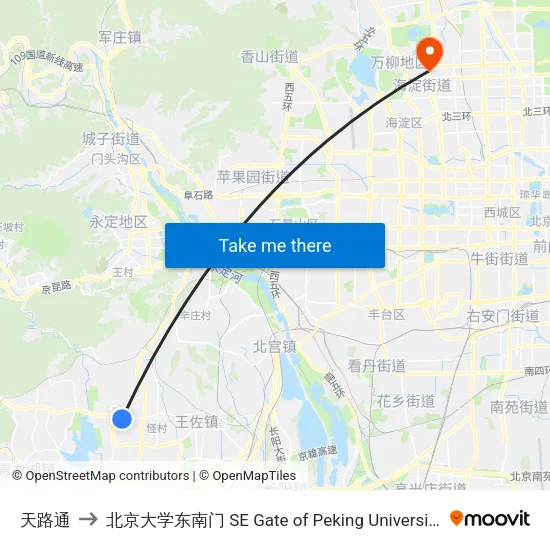 天路通 to 北京大学东南门 SE Gate of Peking University map