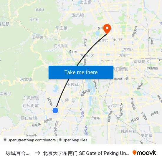 绿城百合公寓 to 北京大学东南门 SE Gate of Peking University map