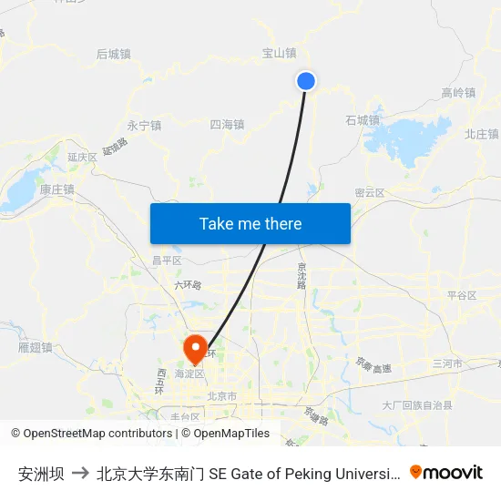 安洲坝 to 北京大学东南门 SE Gate of Peking University map