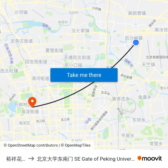 裕祥花园 to 北京大学东南门 SE Gate of Peking University map