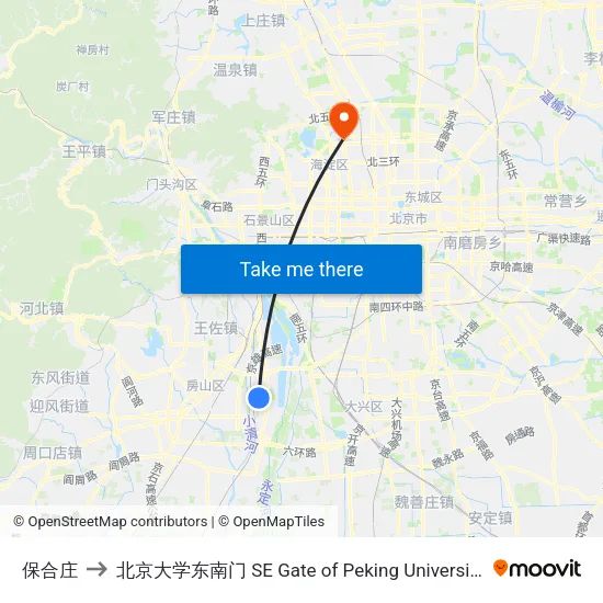 保合庄 to 北京大学东南门 SE Gate of Peking University map